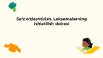 SO‘Z O‘ZLASHTIRISH. LEKSEMALARNING ISHLATILISH DOIRASI_001