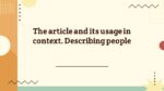 THE ARTICLE AND ITS USAGE IN CONTEXT. DESCRIBING PEOPLE_001