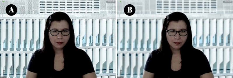 Chiziqlarni yumshatish va orqamdagi vizual shovqinni kamaytirish uchun fonni faqat B-ga xira qildim. Unsplash.com saytida Joel Filipedan olingan fon.