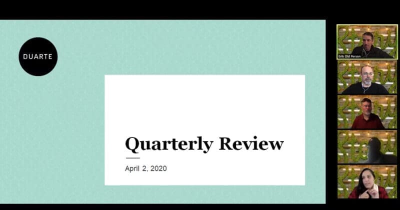 Duarte, Inc.dagi ichki choraklik ko'rib chiqish yig'ilishining skrinshotini kattalashtirish.