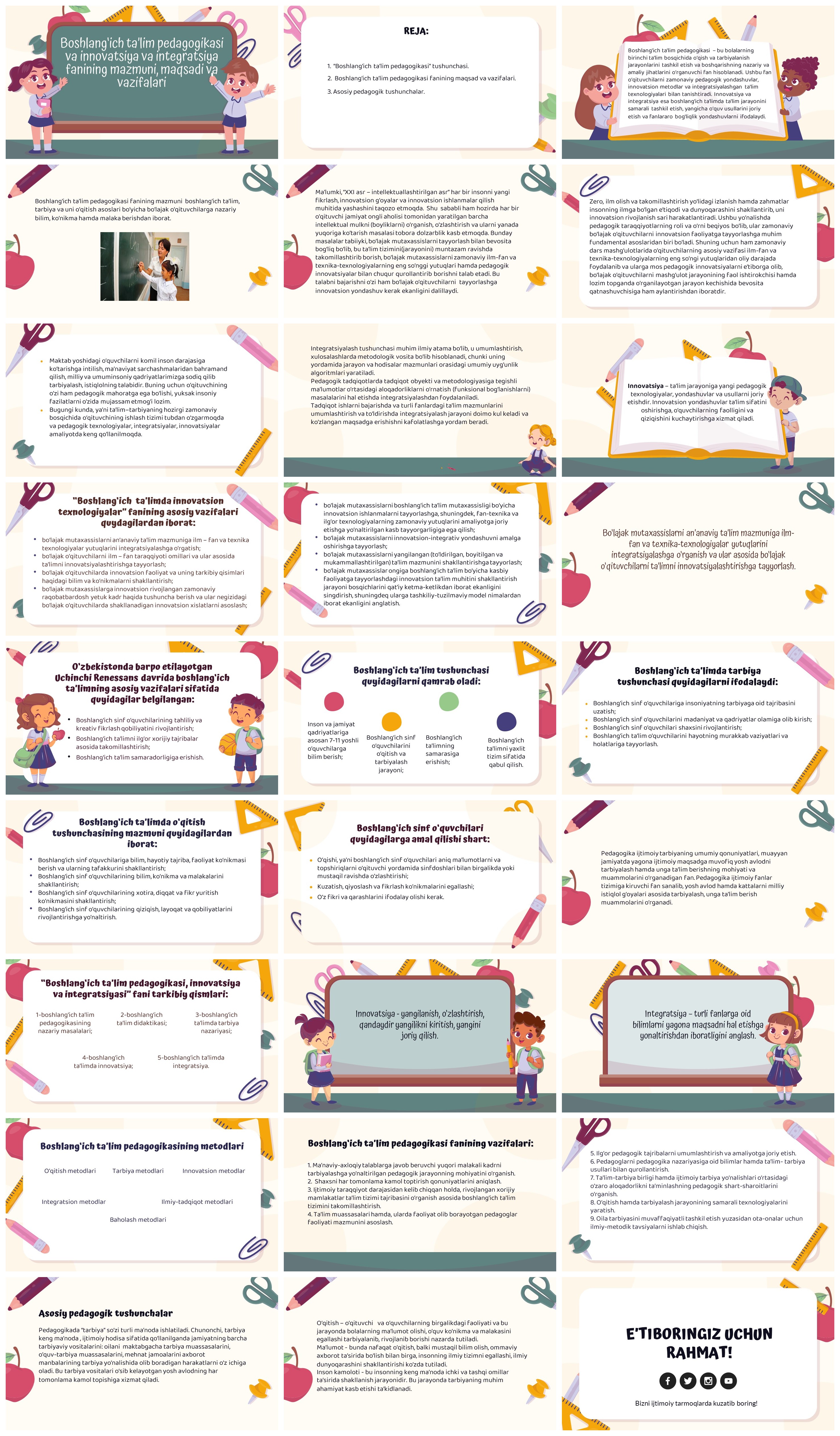 Boshlang‘ich ta’lim pedagogikasi va innovatsiya va integratsiya fanining mazmuni, maqsadi va vazifalari
