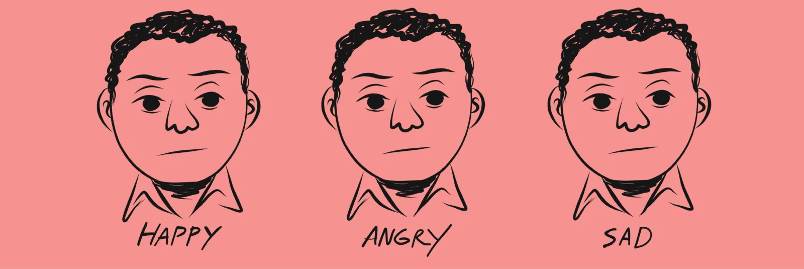 Og'zaki bo'lmagan muloqotda baxtli, g'azablangan, qayg'uli yuzlar, yuz ifodalari