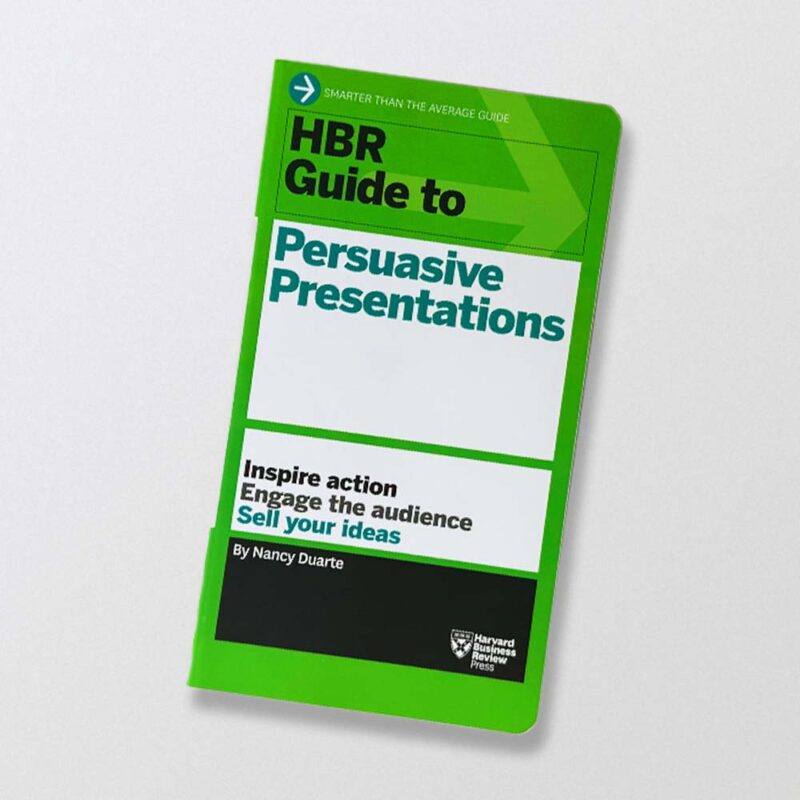 Sakkizta kitobning uchinchisi ishda yaxshiroq muloqot qilishga yordam beradi. Ishonchli taqdimotlar bo'yicha HBR qo'llanmasining muqovasi: Harakatni ilhomlantiring, tomoshabinlarni jalb qiling, o'z g'oyalaringizni soting Nensi Duarte.
