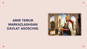 Amir Temur markazlashgan davlat asoschisi mavzusidagi PPTX taqdimot muqovasi