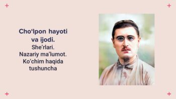 Cho‘lpon hayoti va ijodi mavzusidagi PPTX taqdimot muqovasi