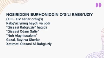 Rabg'uziy hayoti va ijodi mavzusidagi PPTX taqdimot muqovasi