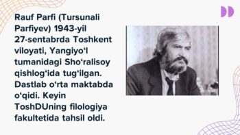 Rauf Parfi hayoti va ijodi mavzusidagi PPTX taqdimot muqovasi