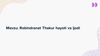 Robindranat Thakur hayoti va ijodi mavzusidagi PPTX taqdimot muqovasi