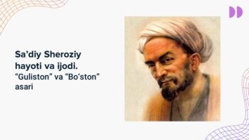 Sa'diy Sheroziy hayoti va ijodi Guliston va Bo'ston asari mavzusidagi PPTX taqdimot muqovasi