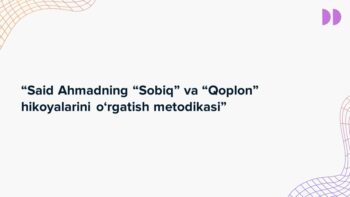 Said Ahmadning 'Sobiq' va 'Qoplon' hikoyalarini o'rgatish metodikasi mavzusidagi PPTX taqdimot muqovasi
