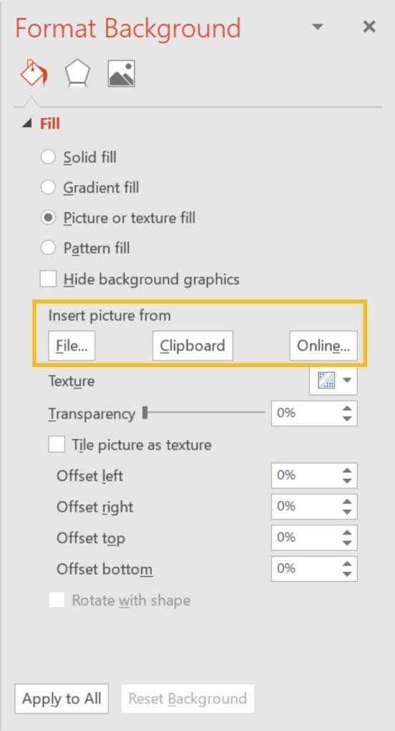 PowerPoint fon qadamlarini formatlash