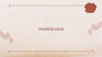 Lingvopoetika asoslari mavzusidagi PPTX taqdimot muqovasi