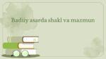 Badiiy asarda shakl va mazmun birligi