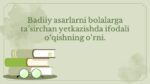 Badiiy asarlarni bolalarga ifodali o'qish