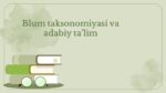 Blum Taksonomiyasi va Adabiy Ta'lim