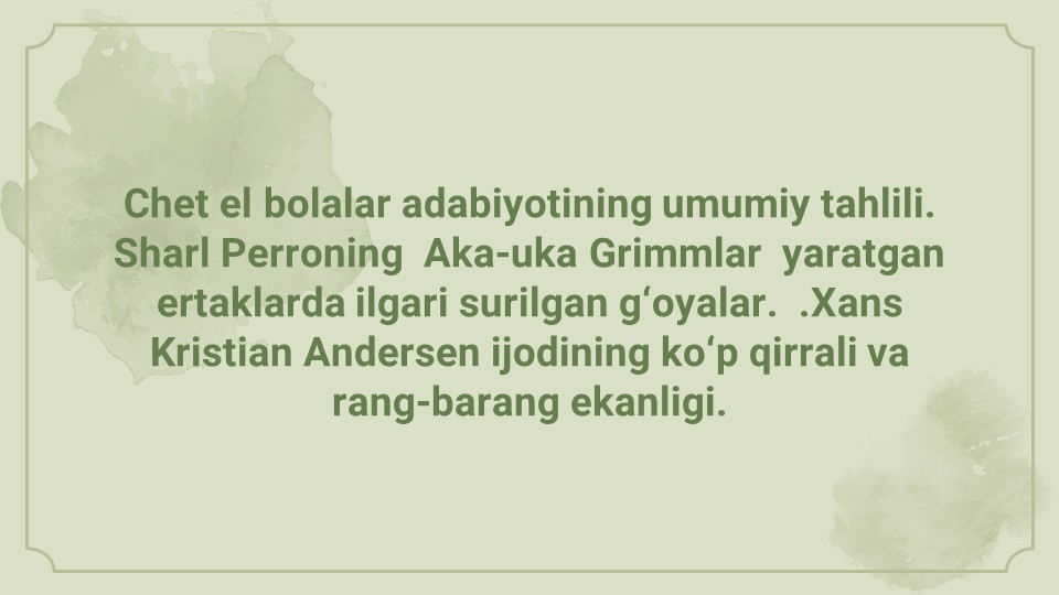 Chet el bolalar adabiyoti tahlili Perro, Grimm, Andersen_main Chet el bolalar adabiyoti tahlili Perro, Grimm, Andersen
