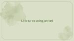 Lirik tur va uning janrlari