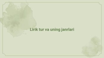 Lirik tur va uning janrlari