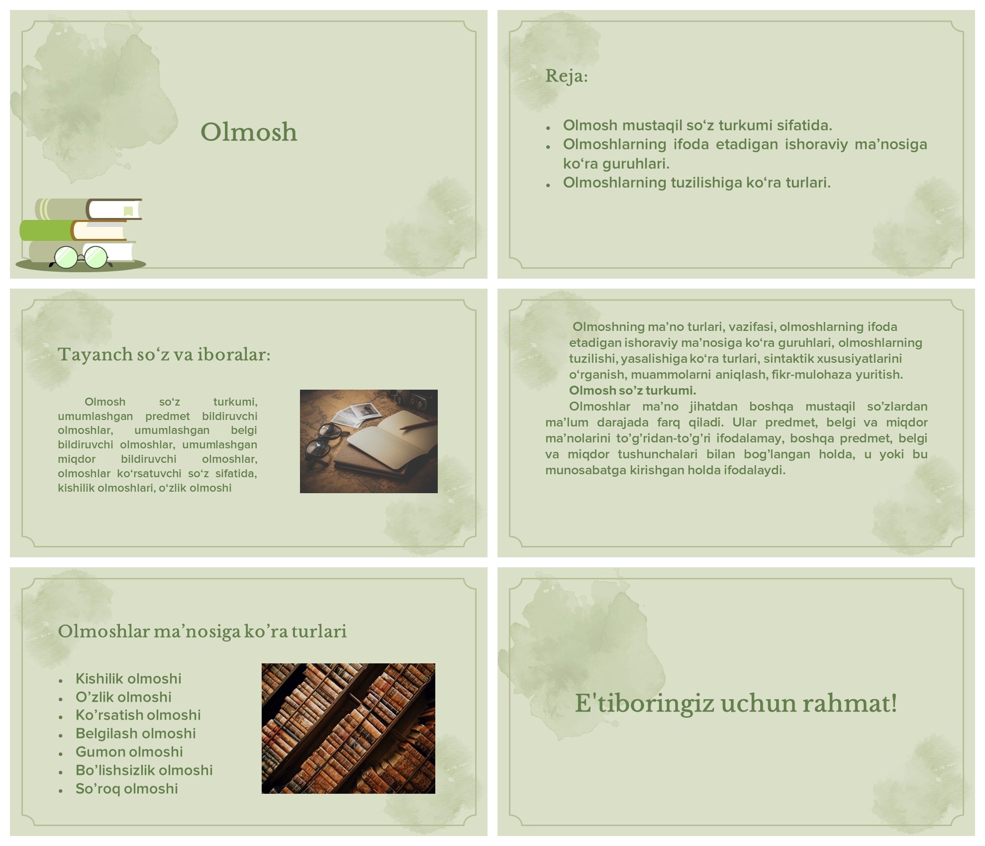 Olmosh mustaqil so'z turkumi morfemika