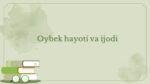 Oybek hayoti va ijodi tahlili