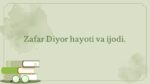 Shukur Sa'dulla hayoti va ijodi