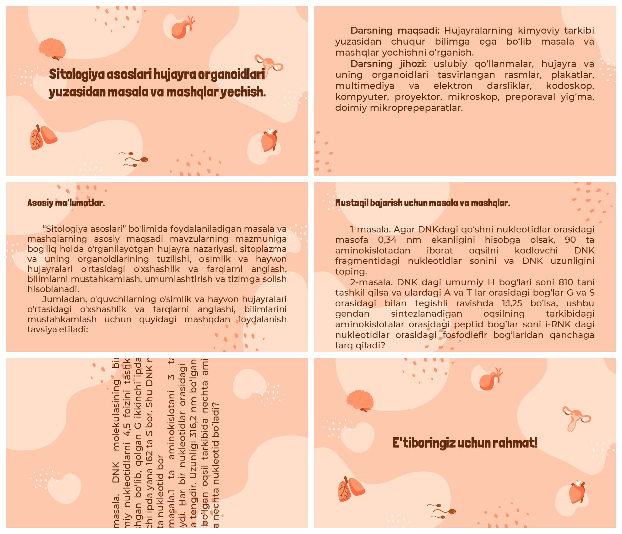 Sitologiya asoslari masala va mashqlar yechish