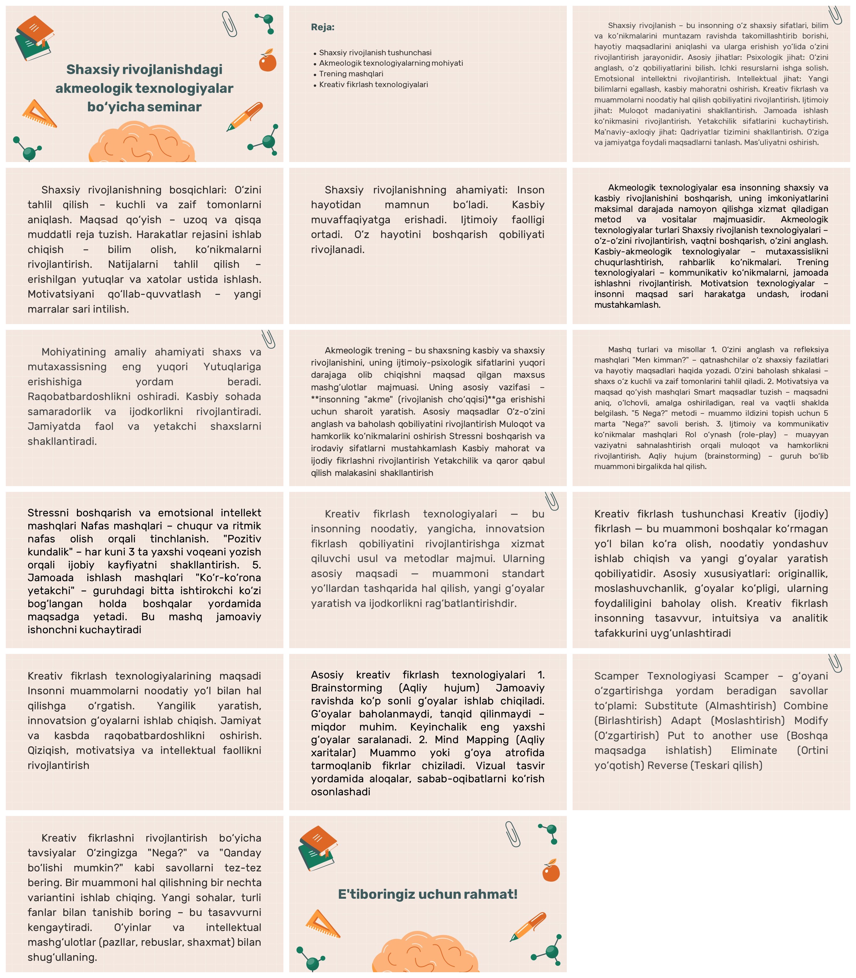 Akmeologik texnologiyalar seminar