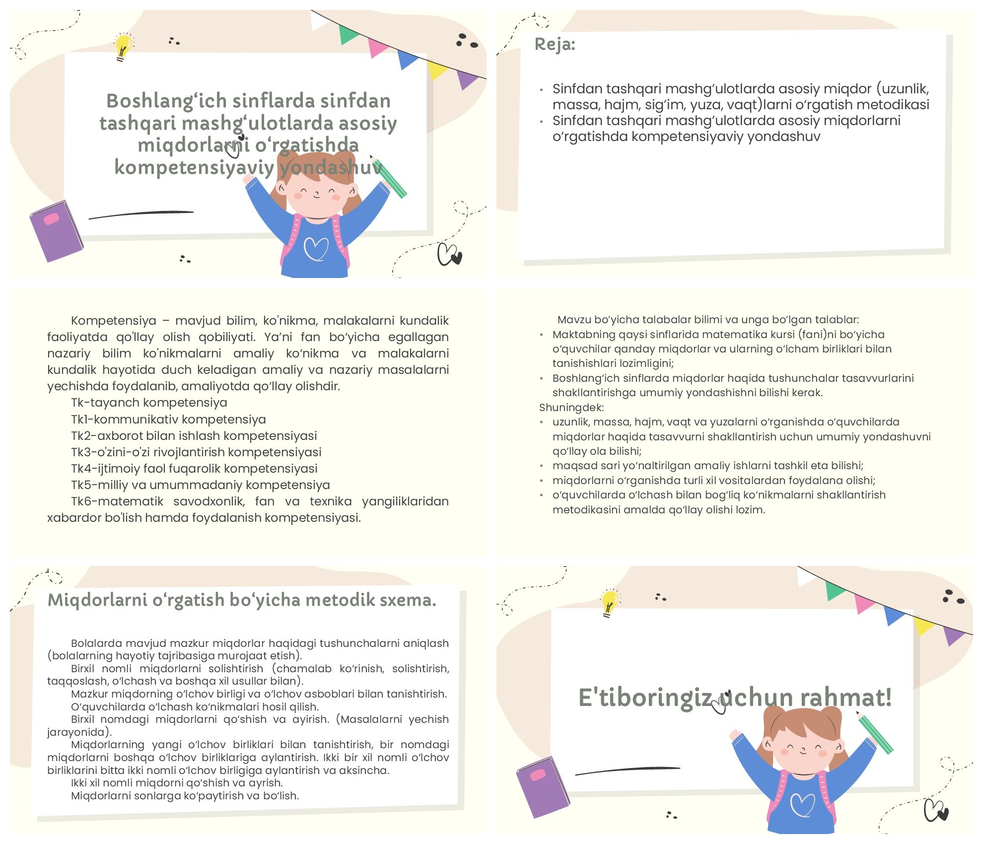 Boshlang'ich sinflarda miqdorlarni kompetensiyaviy o'rgatish