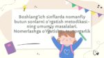 Boshlang'ich sinflarda nomanfiy butun sonlarni o'rgatish metodikasi