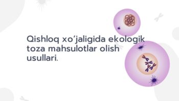 Ekologik toza qishloq xo‘jaligi mahsulotlari usullari