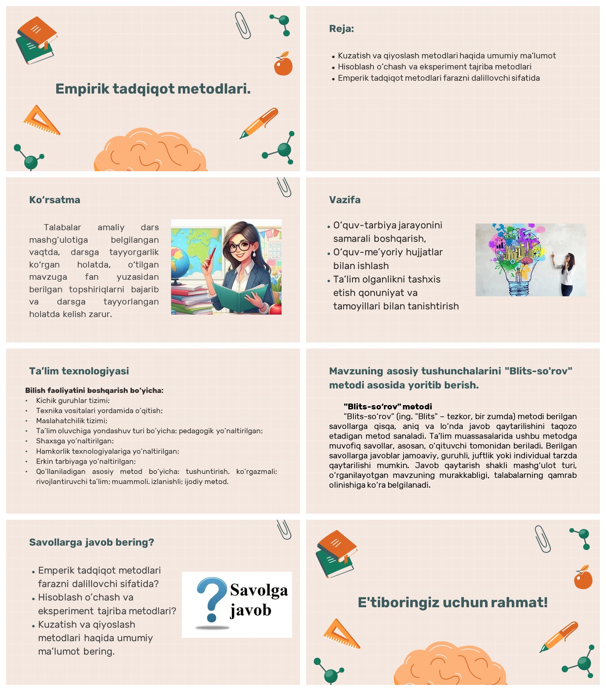 Empirik tadqiqot metodlari kuzatish va eksperiment
