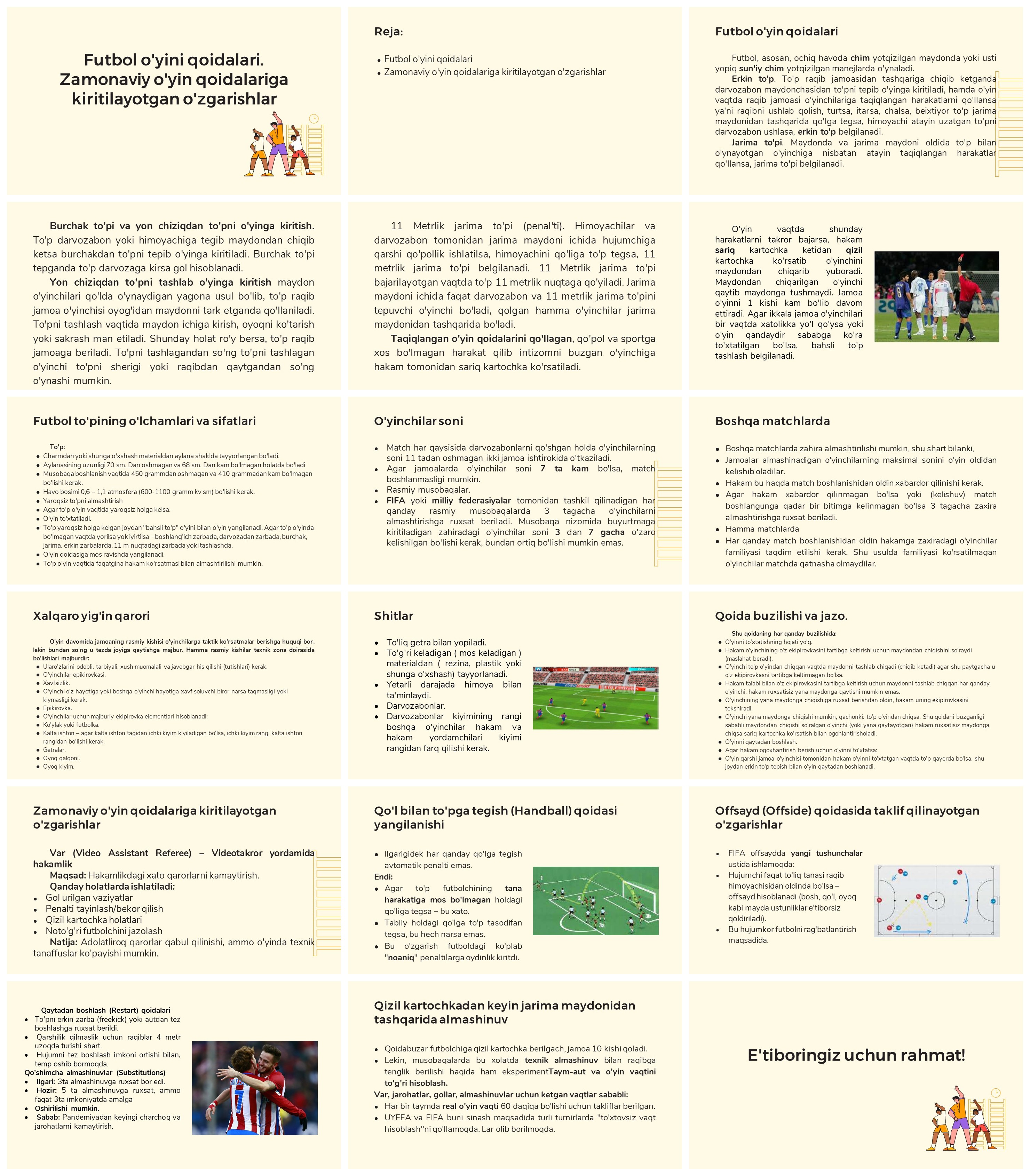 Futbol o'yini qoidalari va zamonaviy o'zgarishlar