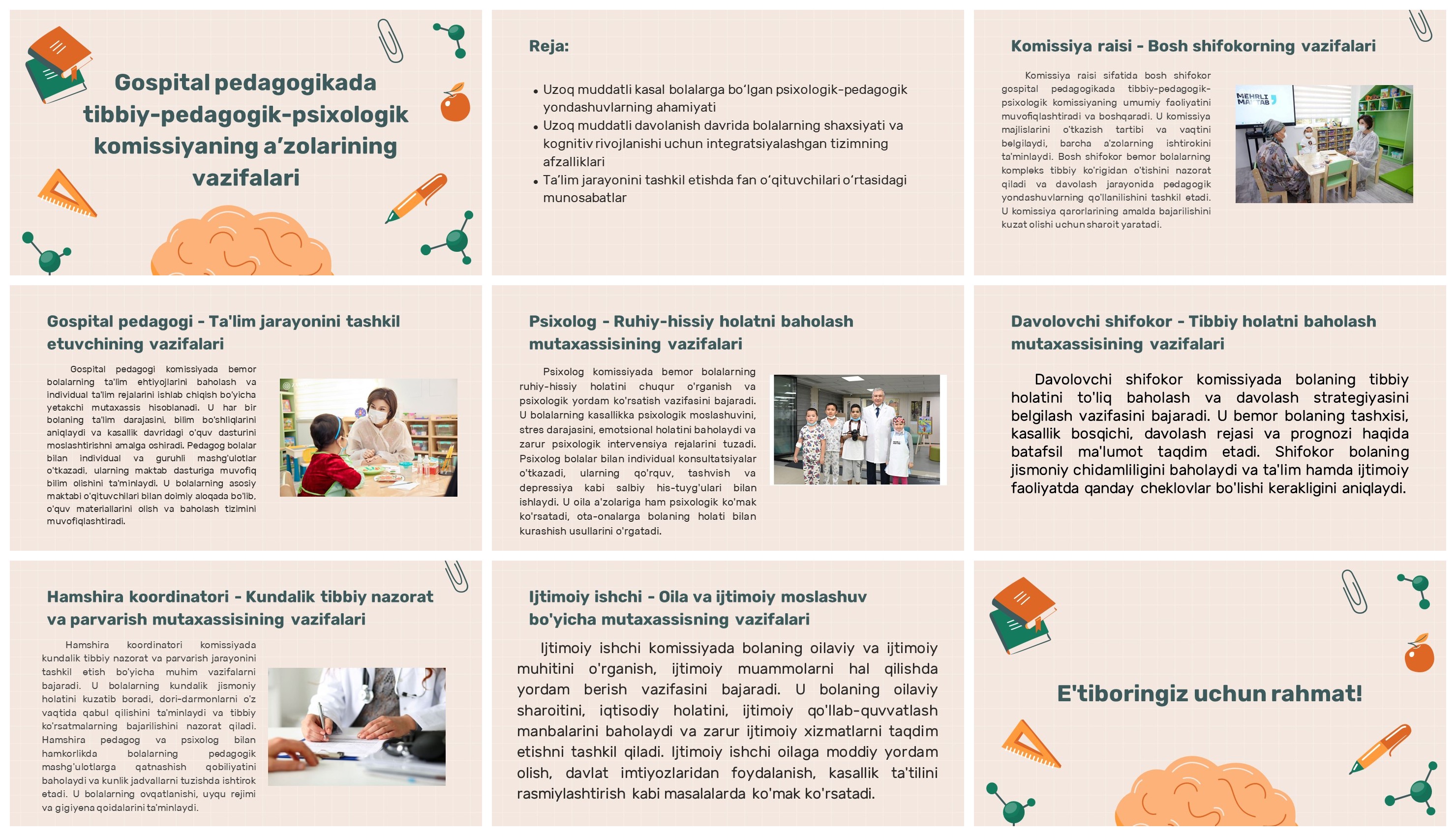 Gospital pedagogikada komissiya a'zolari vazifalari