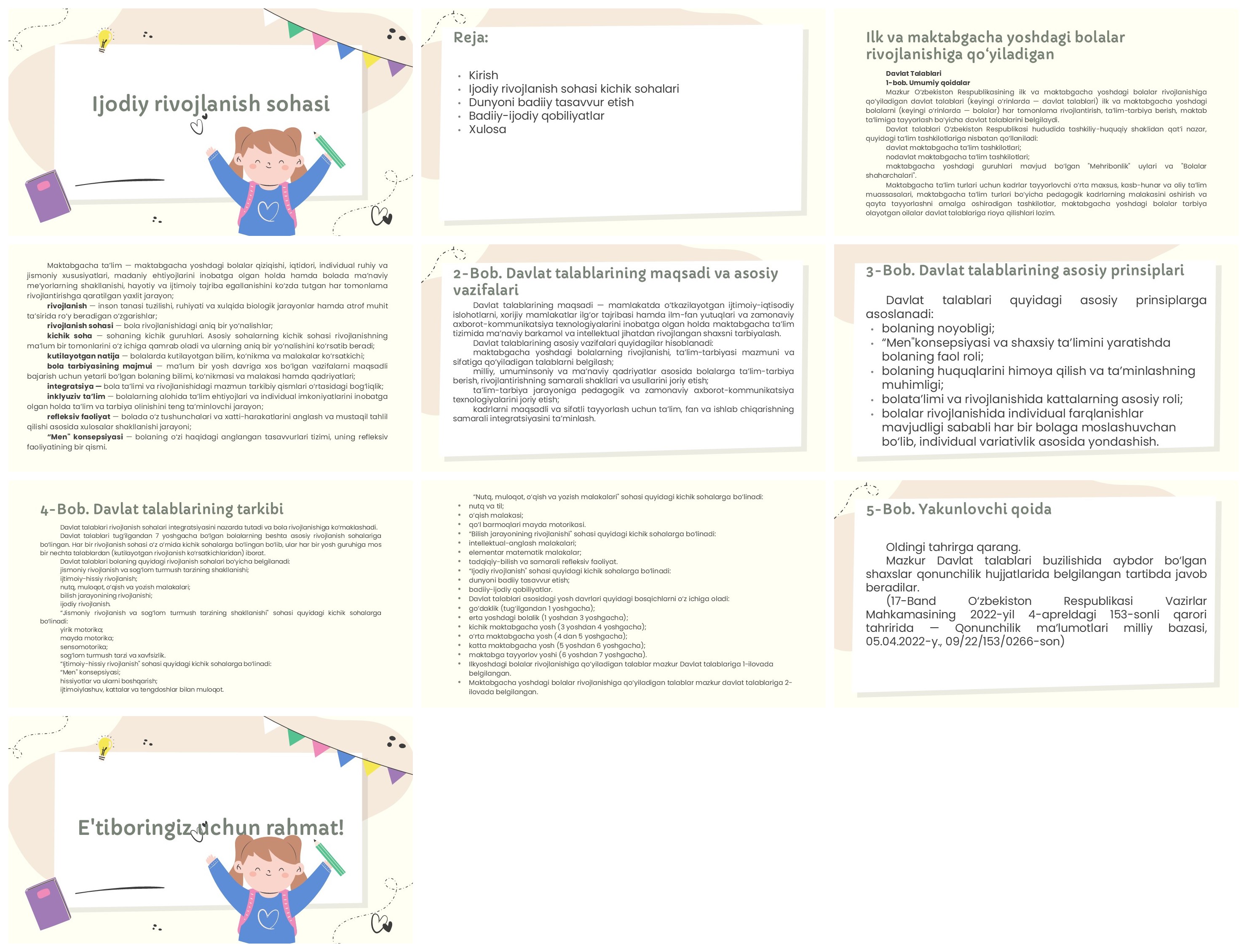 Ijodiy rivojlanish sohasi 0-7 yosh