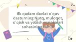 Ilk qadam dasturi nutq muloqot o'qish yozish tahlili