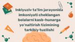 Inklyuziv ta'limda imkoniyati cheklangan bolalarni kasb-hunarga yo'naltirish tizimi