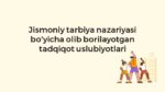 Jismoniy tarbiya nazariyasi tadqiqot uslubiyotlari