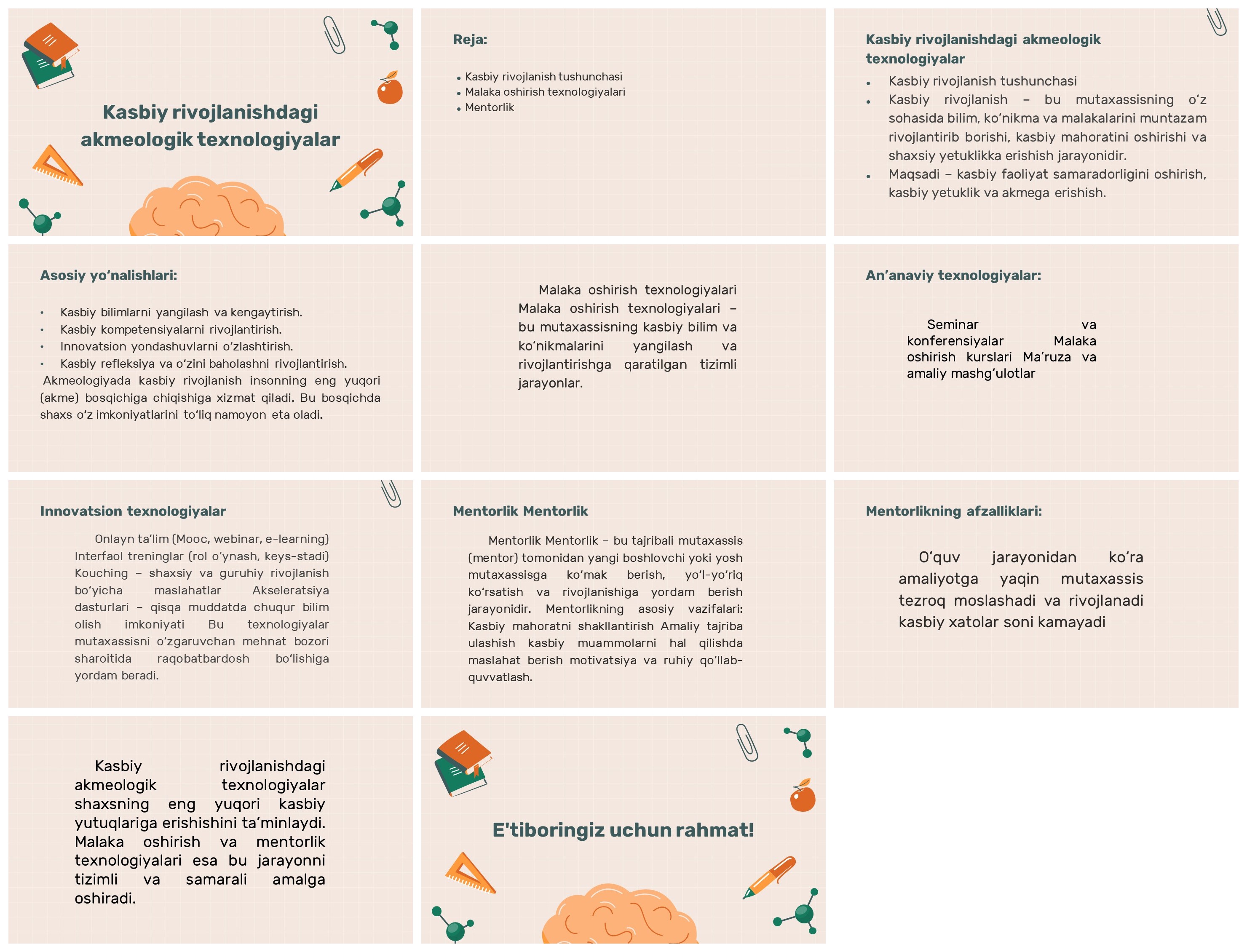 Kasbiy rivojlanishdagi akmeologik texnologiyalar