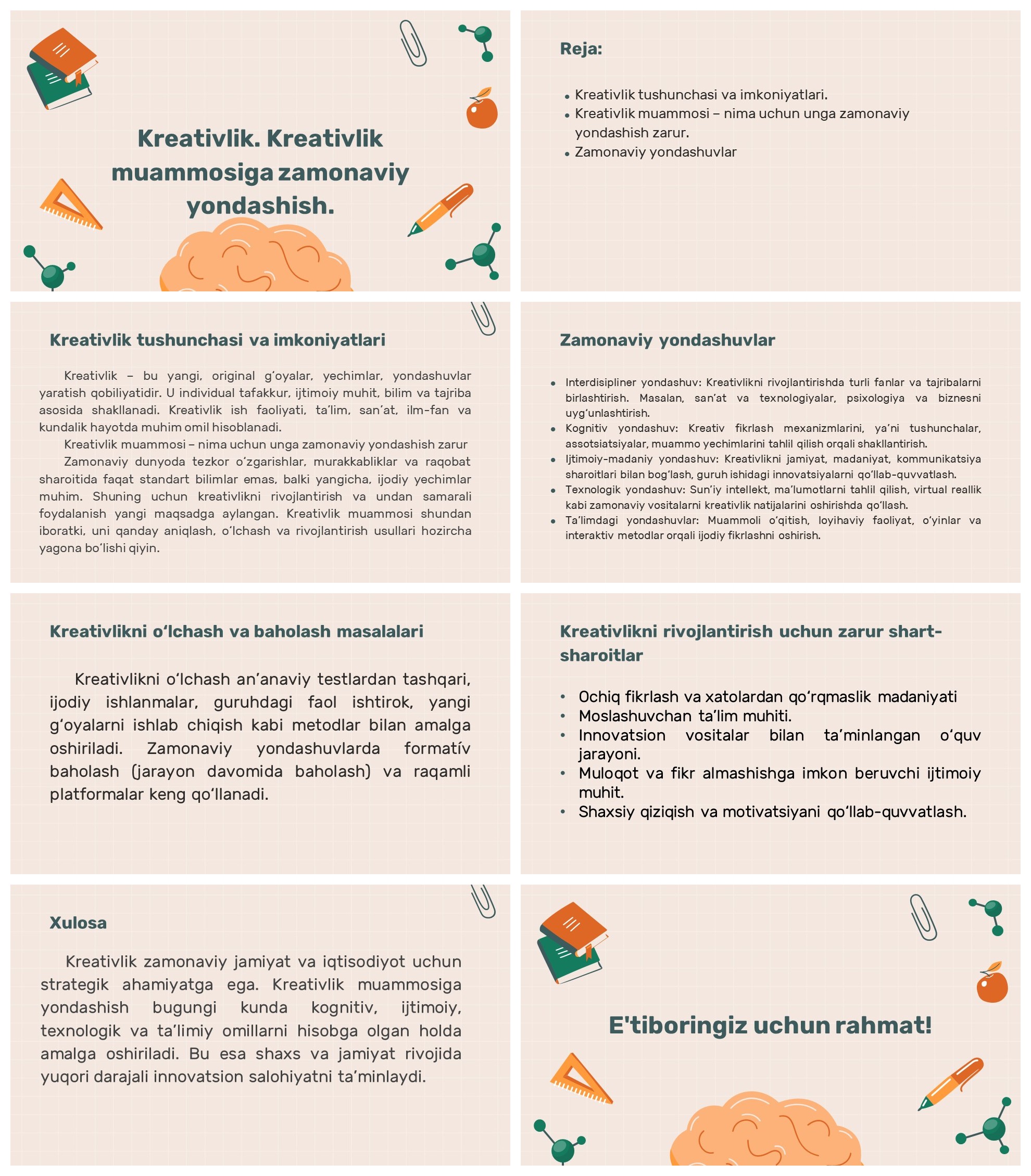 Kreativlik muammosiga zamonaviy yondashish