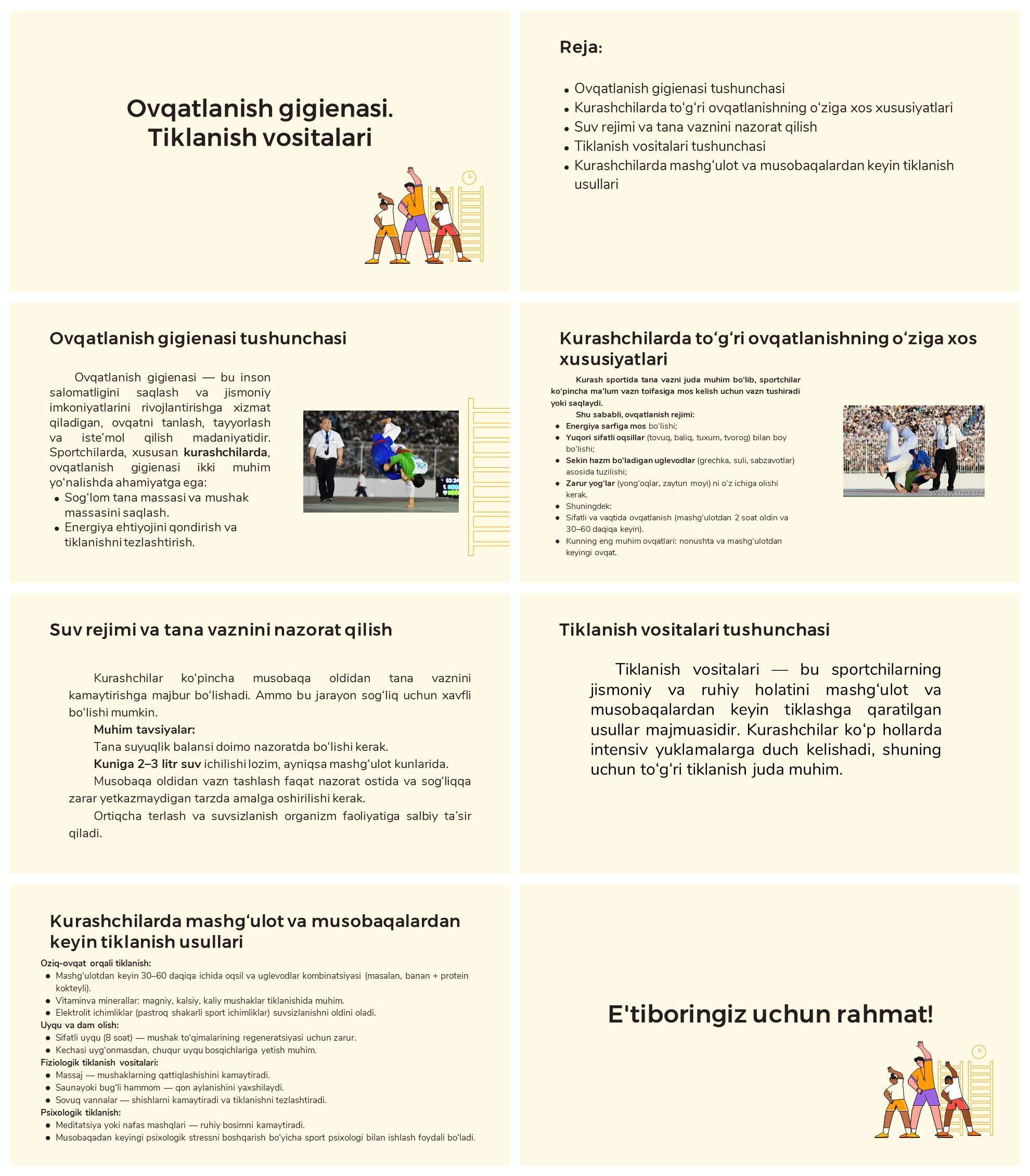 Kurashchilarda ovqatlanish gigienasi va tiklanish vositalari