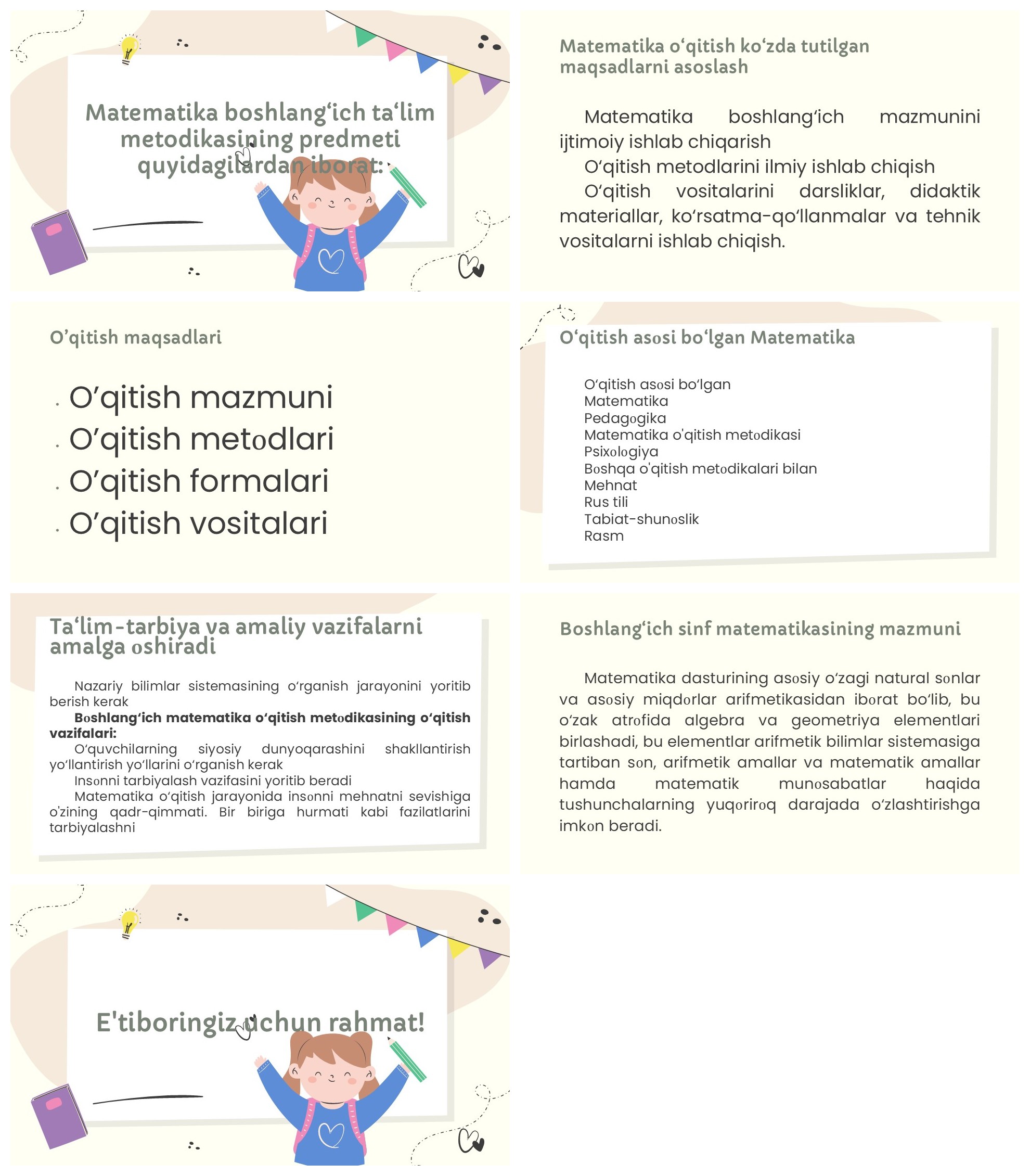 Matematika boshlang‘ich ta’lim metodikasi predmeti