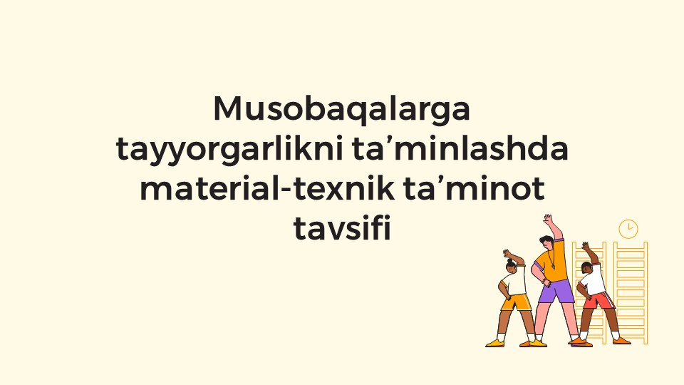 Musobaqalarga tayyorgarlikda material-texnik ta'minot_main Musobaqalarga tayyorgarlikda material-texnik ta'minot