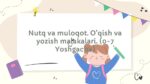 Nutq va muloqot malakalari 0-7 yosh