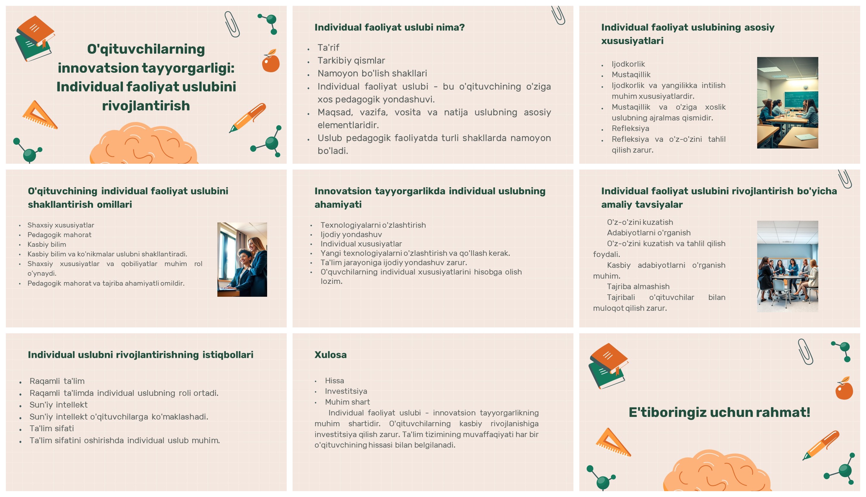 O'qituvchilarning innovatsion tayyorgarligi va individual uslub