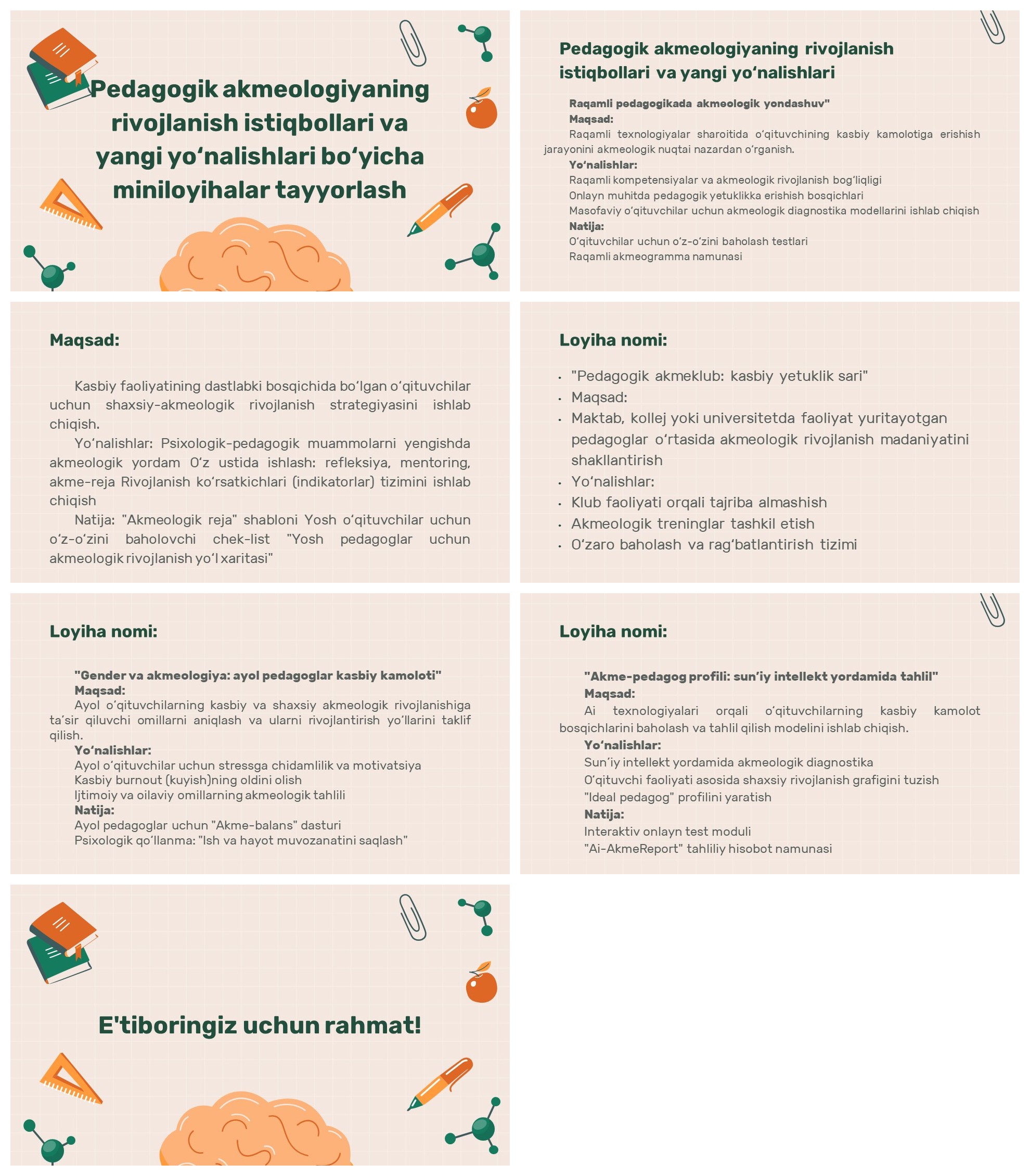 Pedagogik akmeologiya miniloyihalari