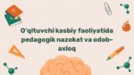 Pedagogik nazokat va odob-axloq