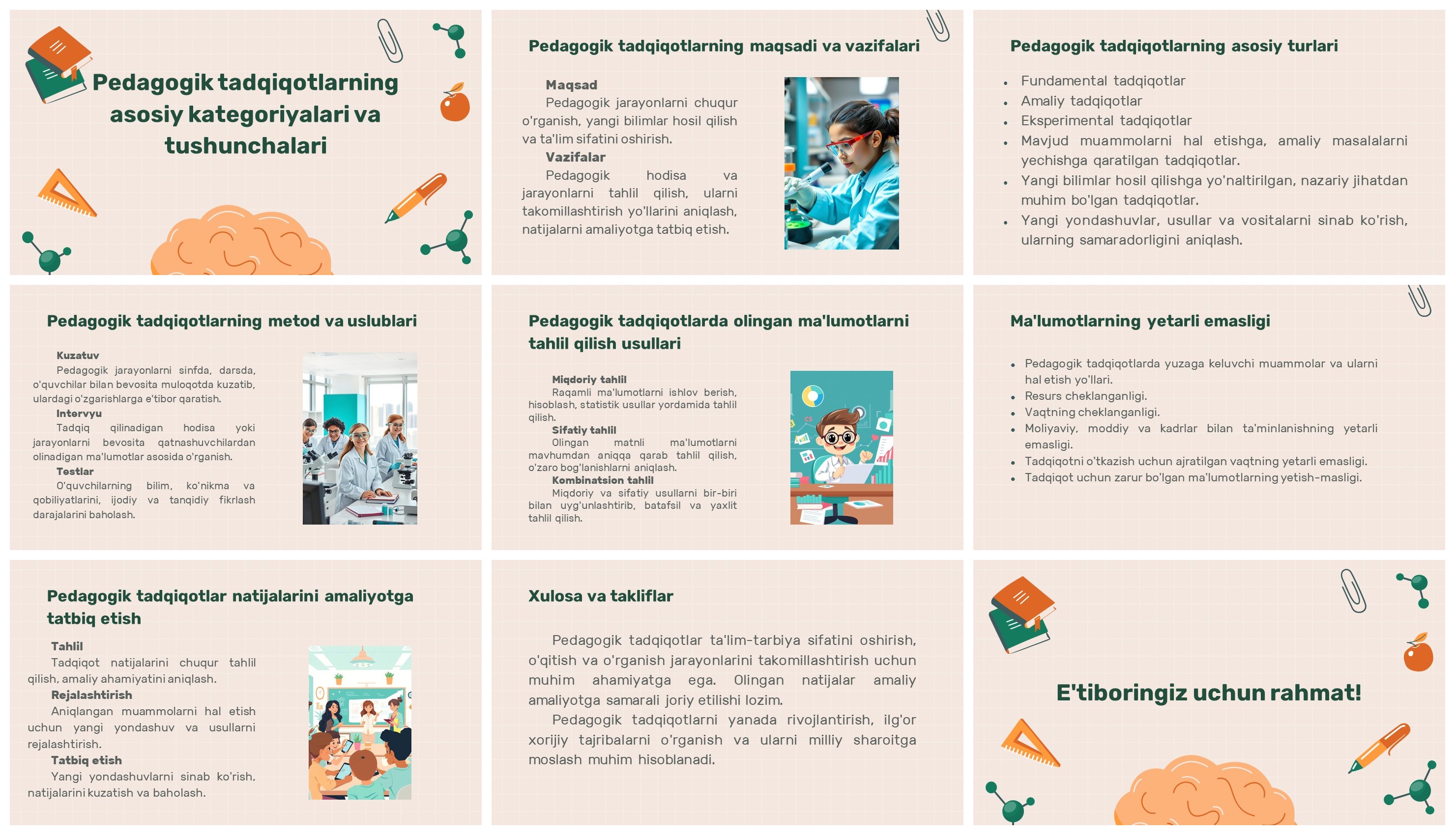 Pedagogik tadqiqot kategoriyalari va tushunchalari