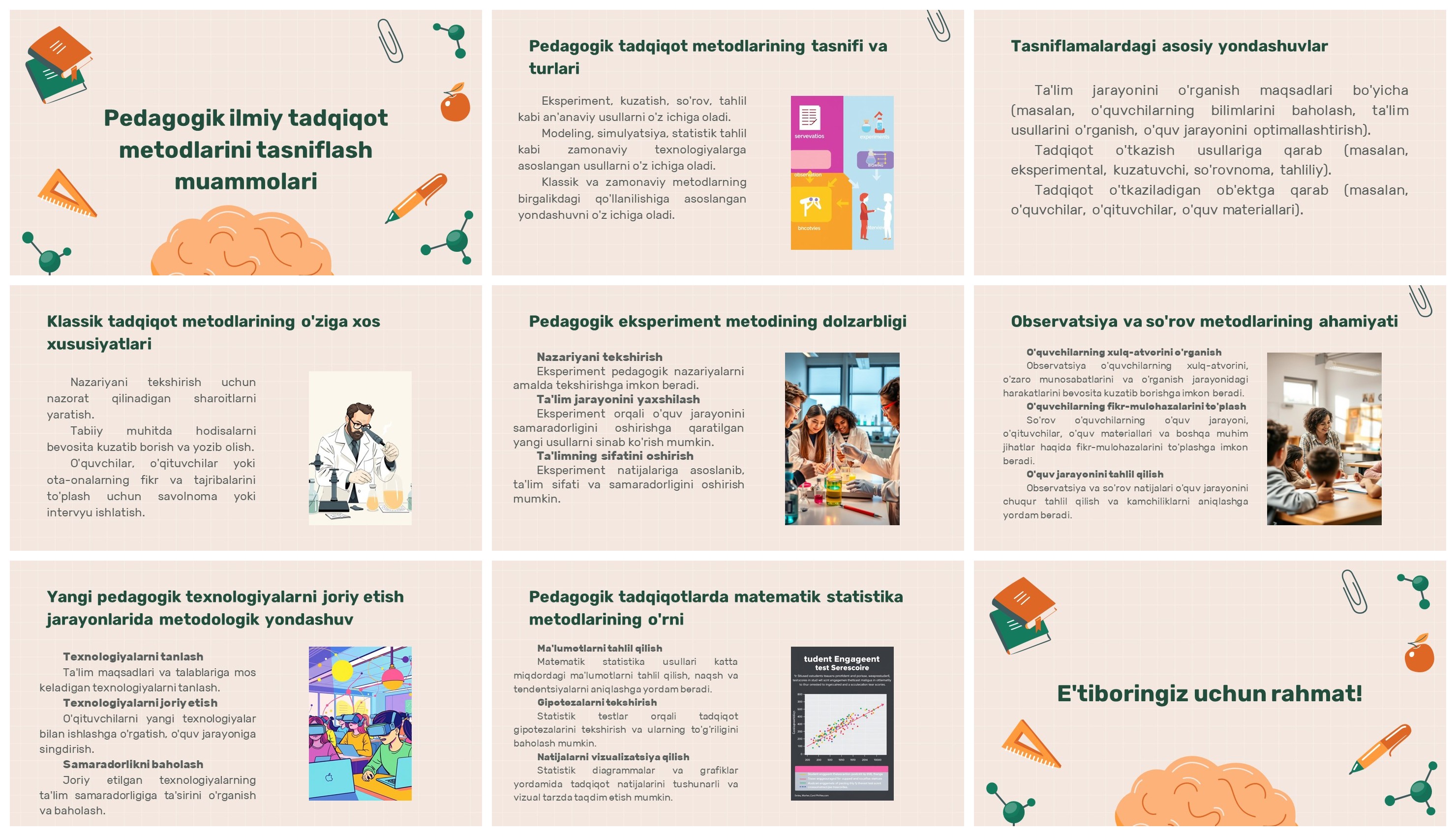 Pedagogik tadqiqot metodlarini tasniflash