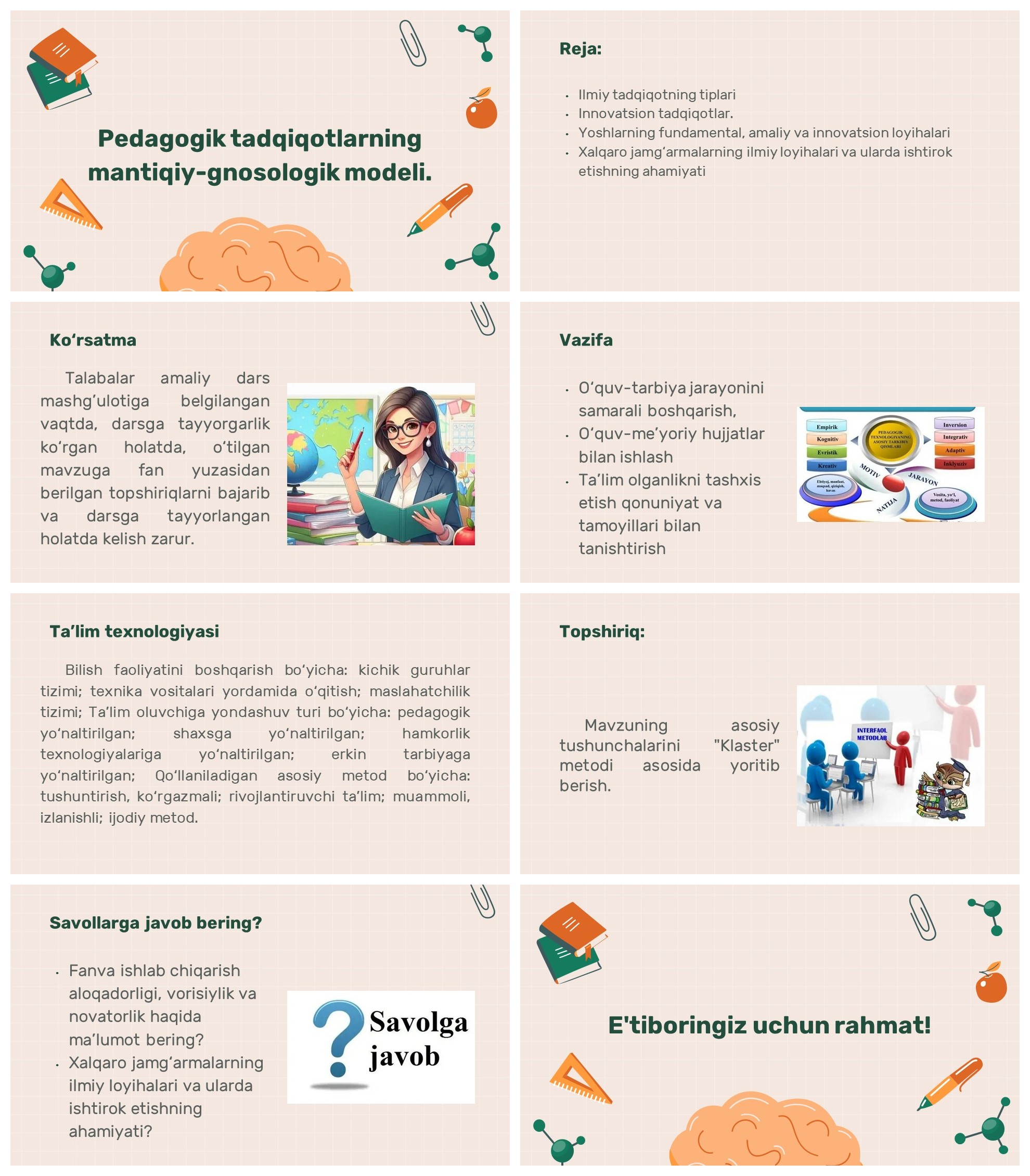 Pedagogik tadqiqotlarning mantiqiy-gnosologik modeli