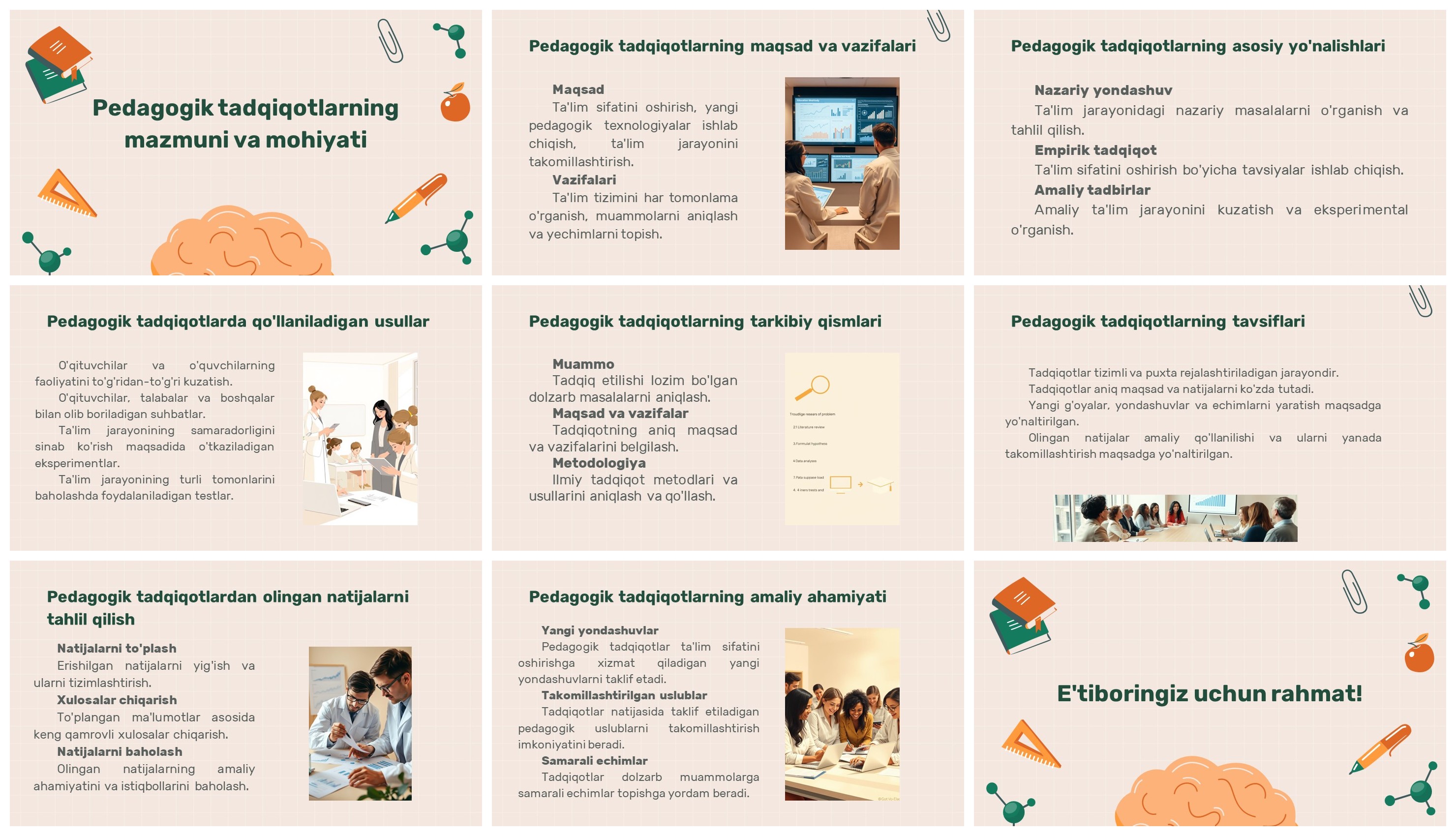 Pedagogik tadqiqotlarning mazmuni va usullari